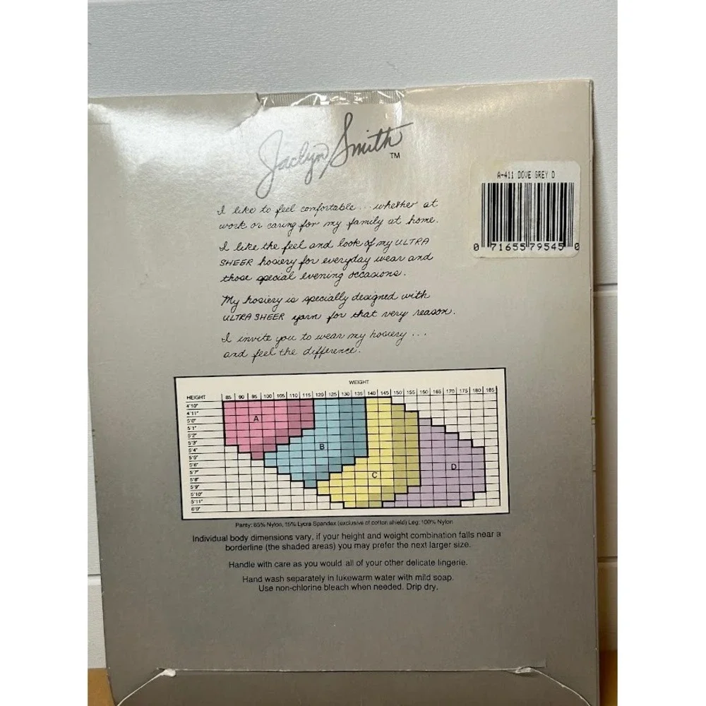 Jaclyn Smith Ultra Sheer Pantyhose Dove Grey Light Control Top Sandalfoot Size D